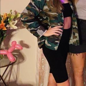 Black biker shorts and crop top. Worn once